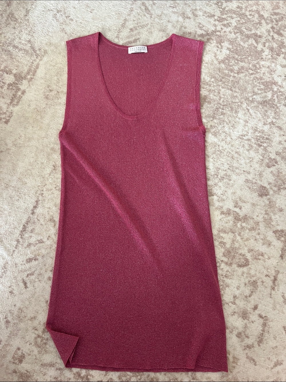 Brunello Cucinelli Metallic Berry Knit Tank Top